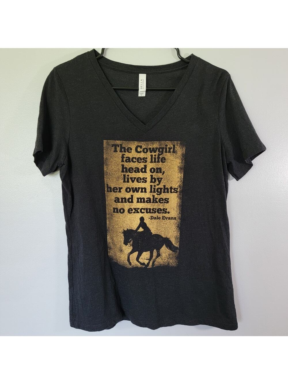 Cowgirl Western Equestrian Tee Womens Sz M Black T-shirt Rodeo Ranch Dale Evans